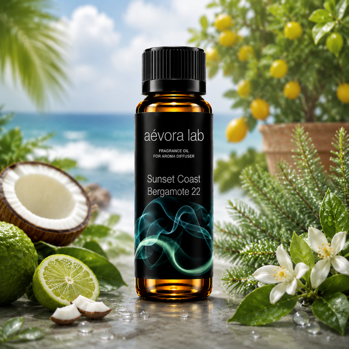 Aevora Lab Sunset Coast Fragrance Oil – Amber bottle sunset coast fragrance oil for diffusers | Aevoralab Australia