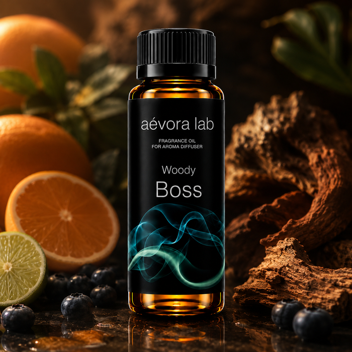 Boss Woody Fragrance Oil – Amber bottle boss woody fragrance oil for diffusers | Aevoralab Australia