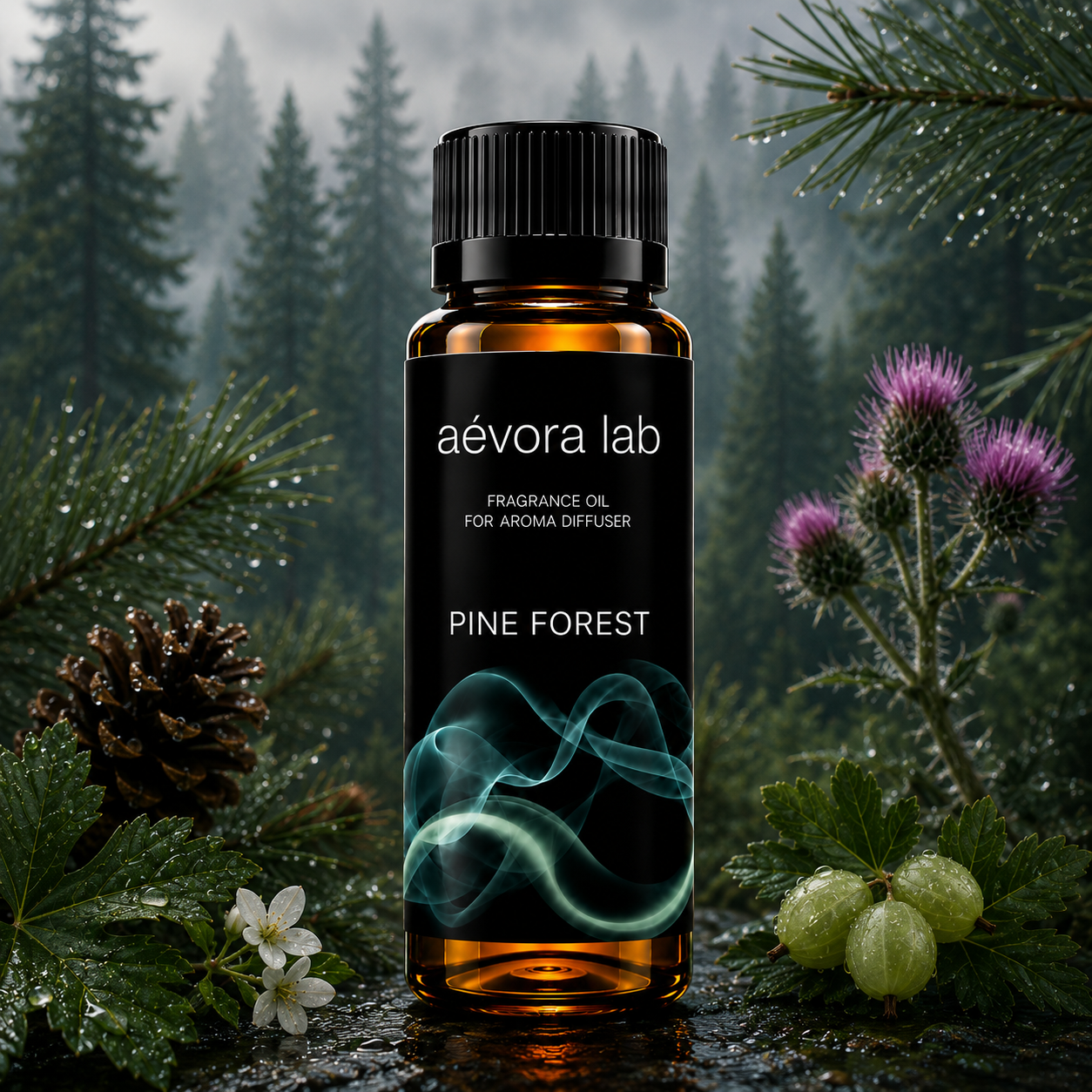 Aevora Lab Pine Forest Green Fragrance Oil – Amber bottle pine forest fragrance oil for diffusers | Aevoralab Australia