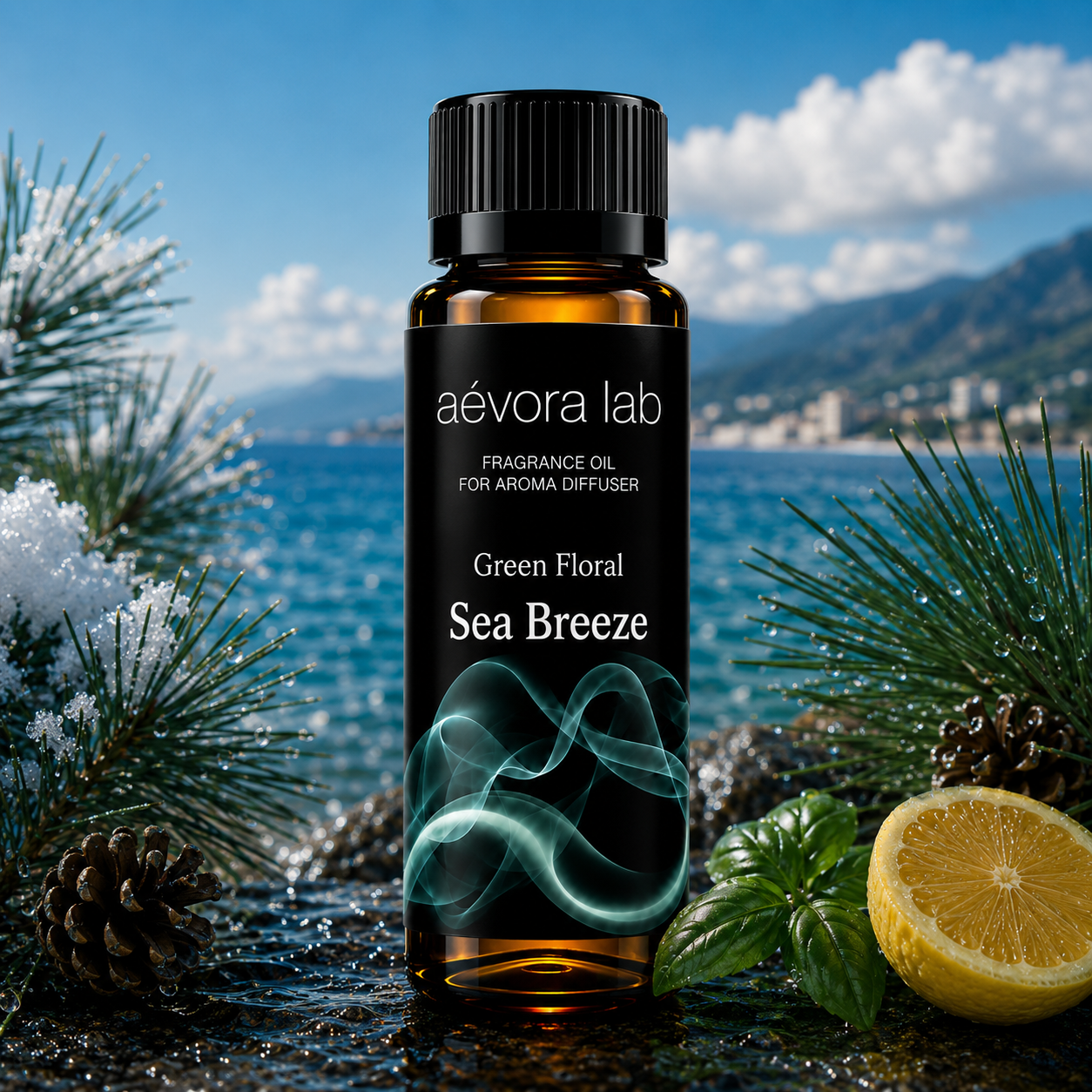 Aevora Lab Sea Breeze Green Floral Fragrance Oil – Amber bottle sea breeze fragrance oil for diffusers | Aevoralab Australia