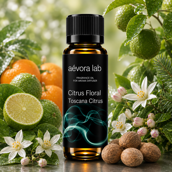 Aevora Lab Toscana Citrus Citrus Floral Fragrance Oil – Amber bottle toscana citrus fragrance oil for diffusers | Aevoralab Australia