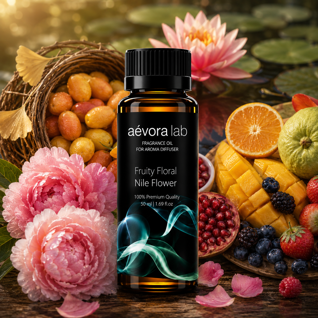 Aevora Lab Nile Flower Fruity Floral Fragrance Oil – Amber bottle nile flower scent for diffusers | Aevoralab Australia