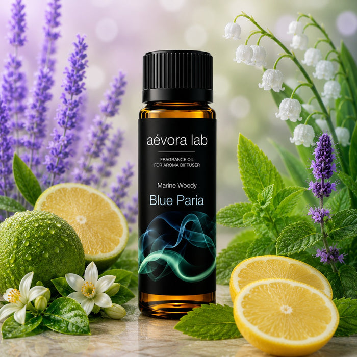 Aevora Lab Blue Paria Marine Woody Fragrance Oil – Amber bottle blue paria fragrance oil for diffusers | Aevoralab Australia