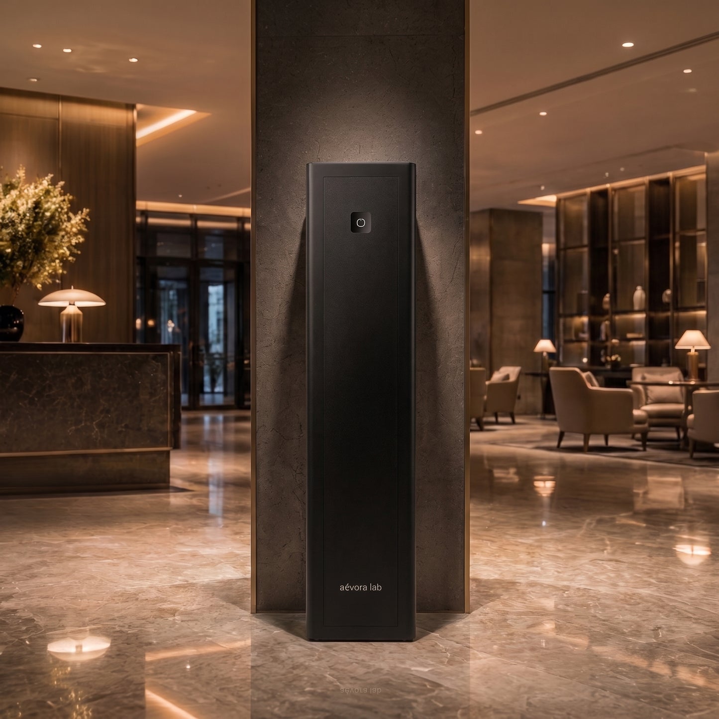 Aevora Tower commercial floor-standing smart diffuser – front view | Aevoralab Australia