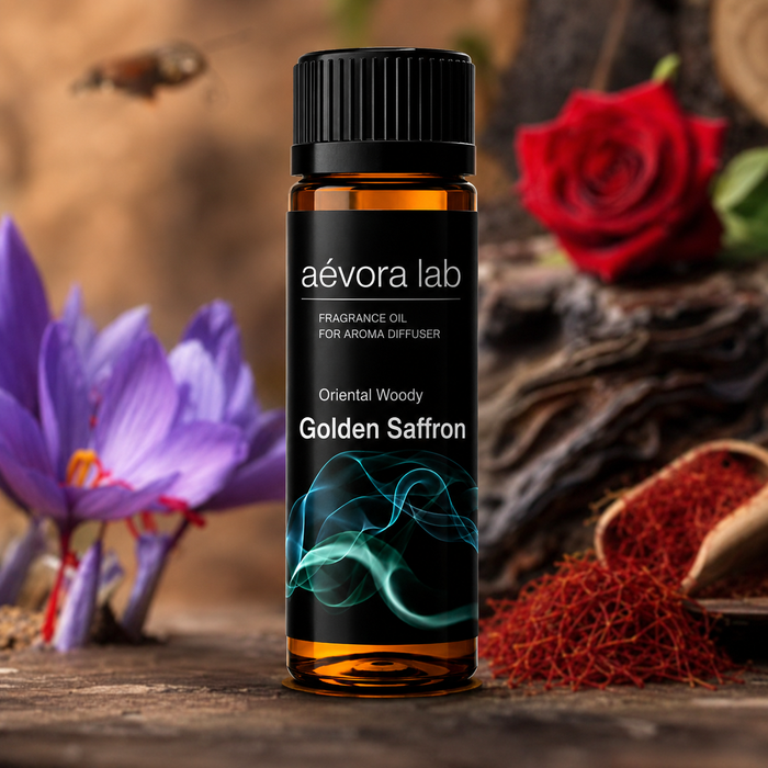 Aevora Lab Golden Saffron Fragrance Oil – Amber bottle golden saffron fragrance oil for diffusers | Aevoralab Australia